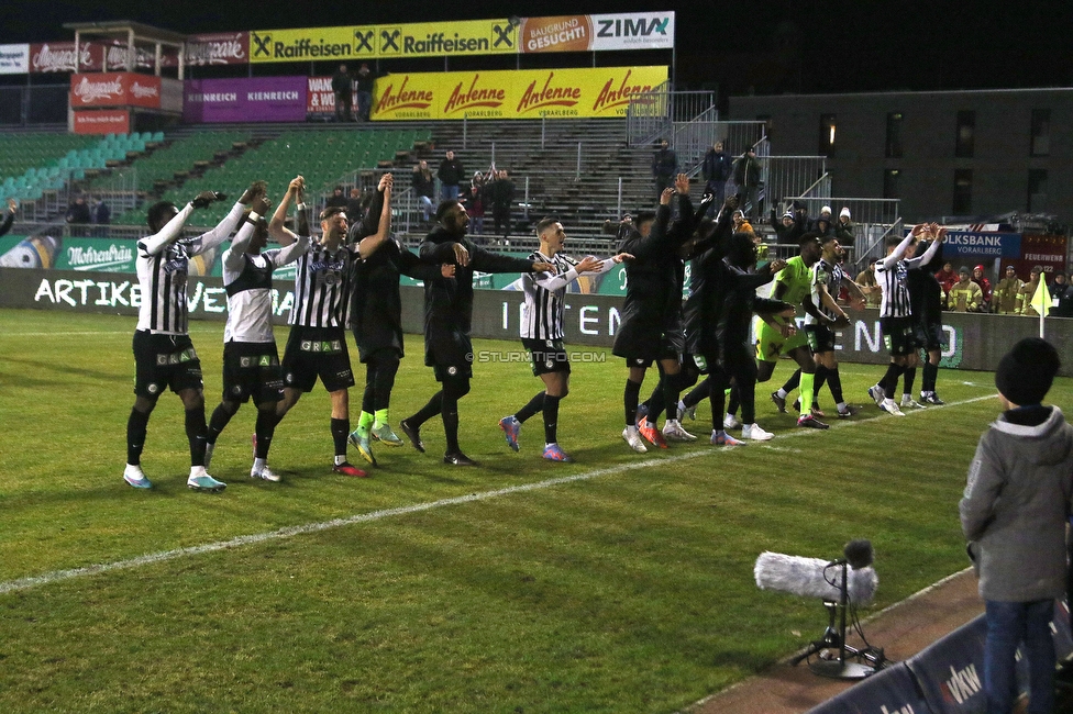 Lustenau - Sturm Graz
Oesterreichische Fussball Bundesliga, 20. Runde, SC Austria Lustenau - SK Sturm Graz, Reichshofstadion Lustenau, 04.03.2023. 

Foto zeigt die Mannschaft von Sturm
Schlüsselwörter: jubel