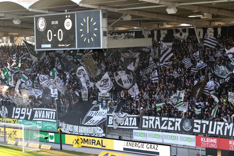 Sturm Graz - Austria Wien
Oesterreichische Fussball Bundesliga, 21. Runde, SK Sturm Graz - FK Austria Wien, Stadion Liebenau Graz, 12.03.2023. 

Foto zeigt Fans von Sturm mit einer Choreografie
