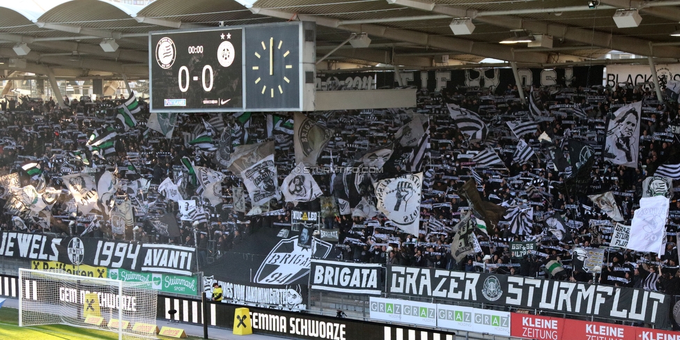 Sturm Graz - Austria Wien
Oesterreichische Fussball Bundesliga, 21. Runde, SK Sturm Graz - FK Austria Wien, Stadion Liebenau Graz, 12.03.2023. 

Foto zeigt Fans von Sturm mit einer Choreografie
