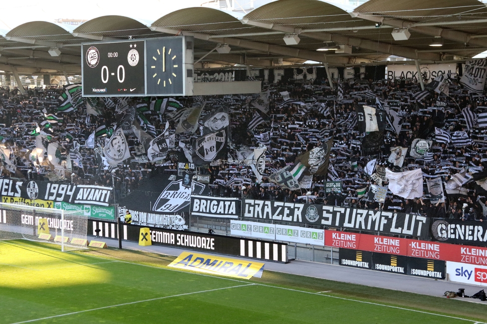 Sturm Graz - Austria Wien
Oesterreichische Fussball Bundesliga, 21. Runde, SK Sturm Graz - FK Austria Wien, Stadion Liebenau Graz, 12.03.2023. 

Foto zeigt Fans von Sturm mit einer Choreografie
