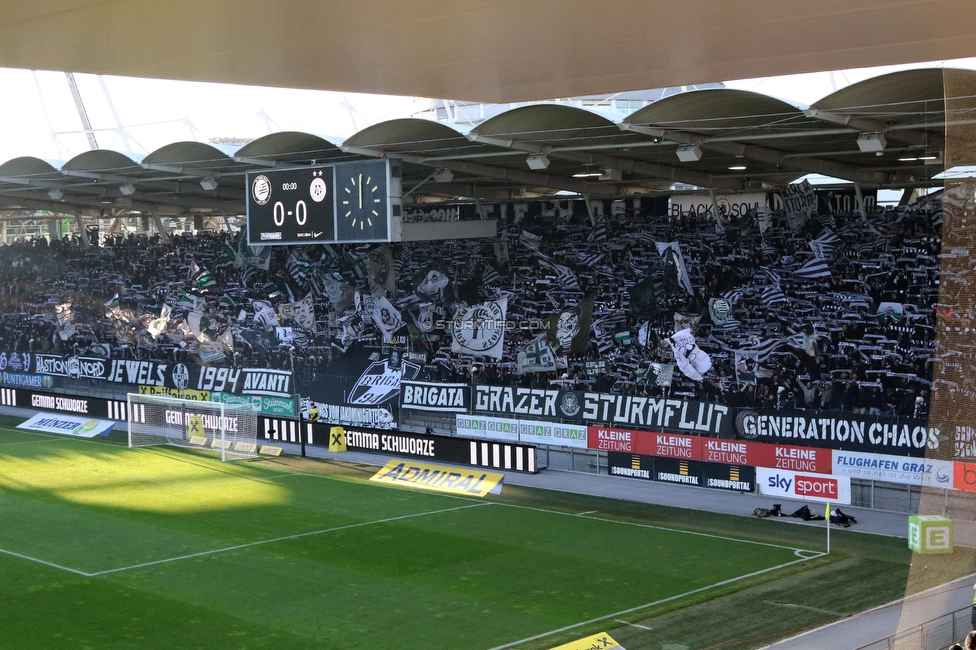 Sturm Graz - Austria Wien
Oesterreichische Fussball Bundesliga, 21. Runde, SK Sturm Graz - FK Austria Wien, Stadion Liebenau Graz, 12.03.2023. 

Foto zeigt Fans von Sturm mit einer Choreografie
