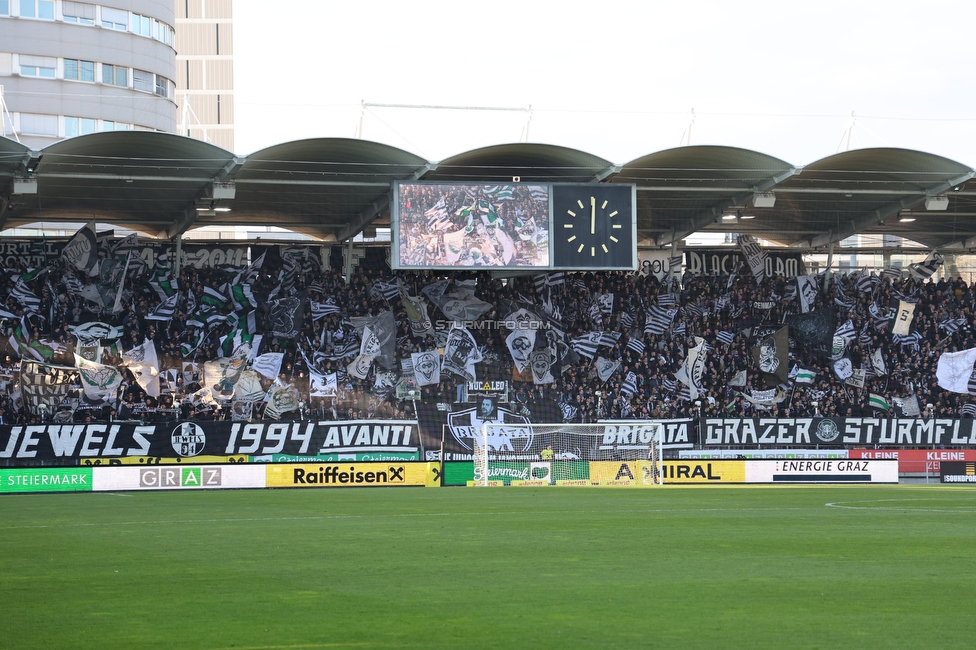 Sturm Graz - Austria Wien
Oesterreichische Fussball Bundesliga, 21. Runde, SK Sturm Graz - FK Austria Wien, Stadion Liebenau Graz, 12.03.2023. 

Foto zeigt Fans von Sturm mit einer Choreografie
