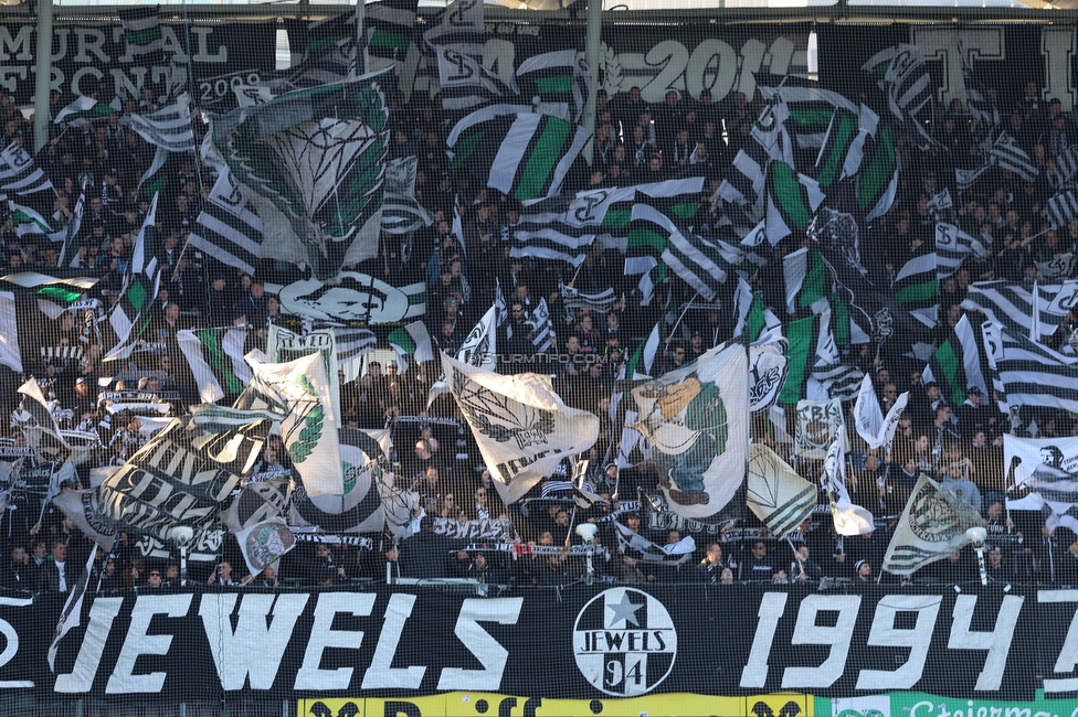 Sturm Graz - Austria Wien
Oesterreichische Fussball Bundesliga, 21. Runde, SK Sturm Graz - FK Austria Wien, Stadion Liebenau Graz, 12.03.2023. 

Foto zeigt Fans von Sturm mit einer Choreografie
