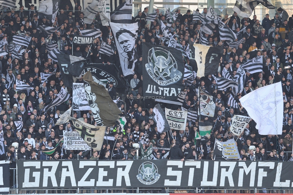 Sturm Graz - Austria Wien
Oesterreichische Fussball Bundesliga, 21. Runde, SK Sturm Graz - FK Austria Wien, Stadion Liebenau Graz, 12.03.2023. 

Foto zeigt Fans von Sturm mit einer Choreografie
