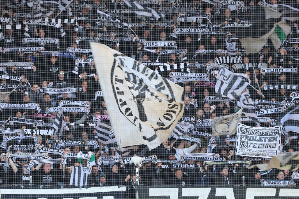 Sturm Graz - Austria Wien
Oesterreichische Fussball Bundesliga, 21. Runde, SK Sturm Graz - FK Austria Wien, Stadion Liebenau Graz, 12.03.2023. 

Foto zeigt Fans von Sturm mit einer Choreografie
