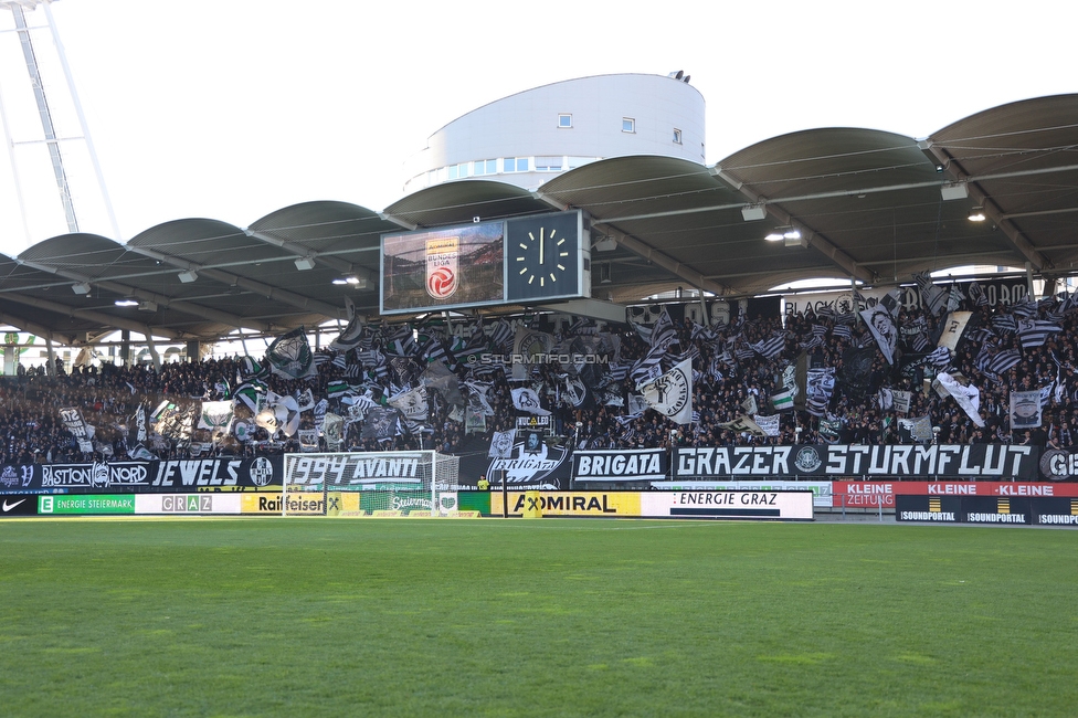 Sturm Graz - Austria Wien
Oesterreichische Fussball Bundesliga, 21. Runde, SK Sturm Graz - FK Austria Wien, Stadion Liebenau Graz, 12.03.2023. 

Foto zeigt Fans von Sturm mit einer Choreographie
