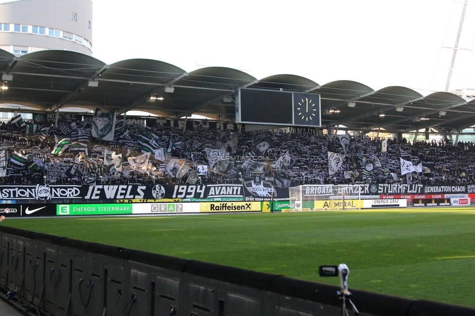 Sturm Graz - Austria Wien
Oesterreichische Fussball Bundesliga, 21. Runde, SK Sturm Graz - FK Austria Wien, Stadion Liebenau Graz, 12.03.2023. 

Foto zeigt Fans von Sturm mit einer Choreografie
