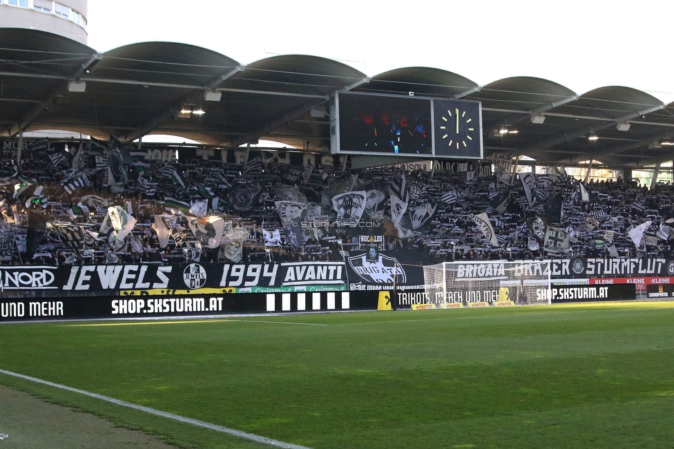 Sturm Graz - Austria Wien
Oesterreichische Fussball Bundesliga, 21. Runde, SK Sturm Graz - FK Austria Wien, Stadion Liebenau Graz, 12.03.2023. 

Foto zeigt Fans von Sturm mit einer Choreografie
