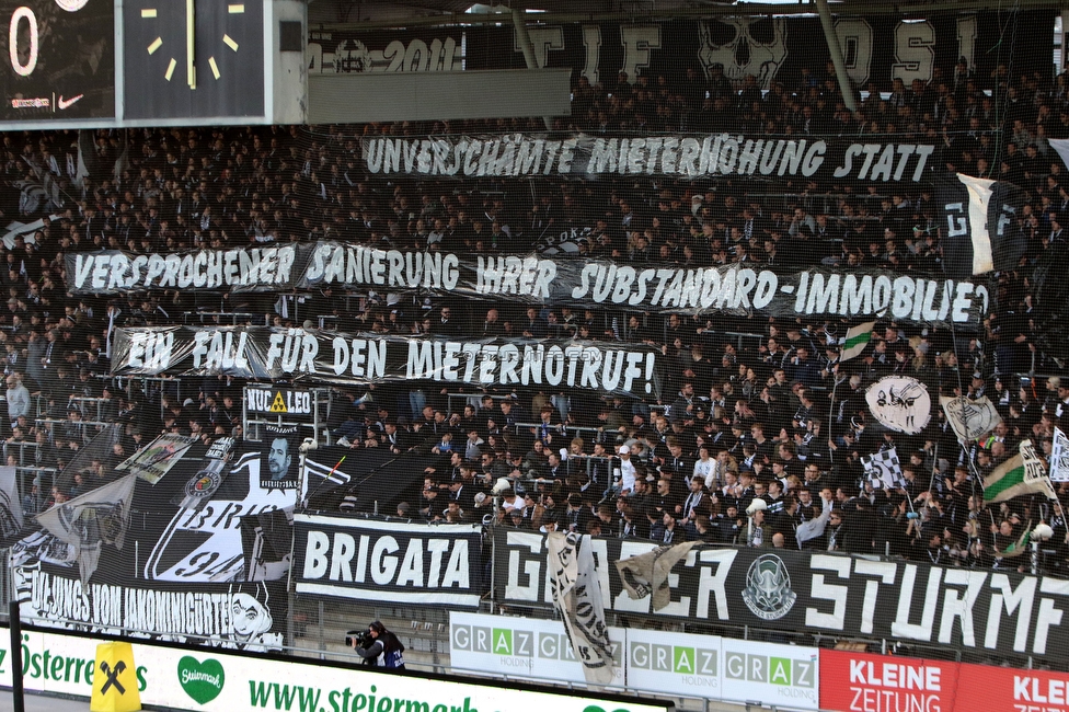 Sturm Graz - Austria Wien
Oesterreichische Fussball Bundesliga, 21. Runde, SK Sturm Graz - FK Austria Wien, Stadion Liebenau Graz, 12.03.2023. 

Foto zeigt Fans von Sturm mit einem Spruchband
Schlüsselwörter: sturmstadion