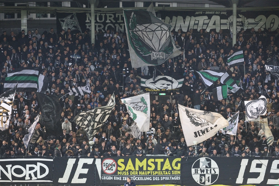 Sturm Graz - Austria Wien
Oesterreichische Fussball Bundesliga, 21. Runde, SK Sturm Graz - FK Austria Wien, Stadion Liebenau Graz, 12.03.2023. 

Foto zeigt Fans von Sturm mit einem Spruchband
Schlüsselwörter: samstag