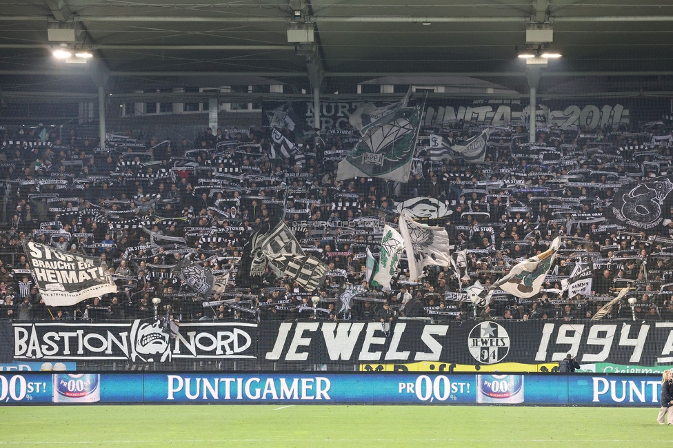 Sturm Graz - Austria Wien
Oesterreichische Fussball Bundesliga, 21. Runde, SK Sturm Graz - FK Austria Wien, Stadion Liebenau Graz, 12.03.2023. 

Foto zeigt Fans von Sturm
Schlüsselwörter: schals bastion jewels