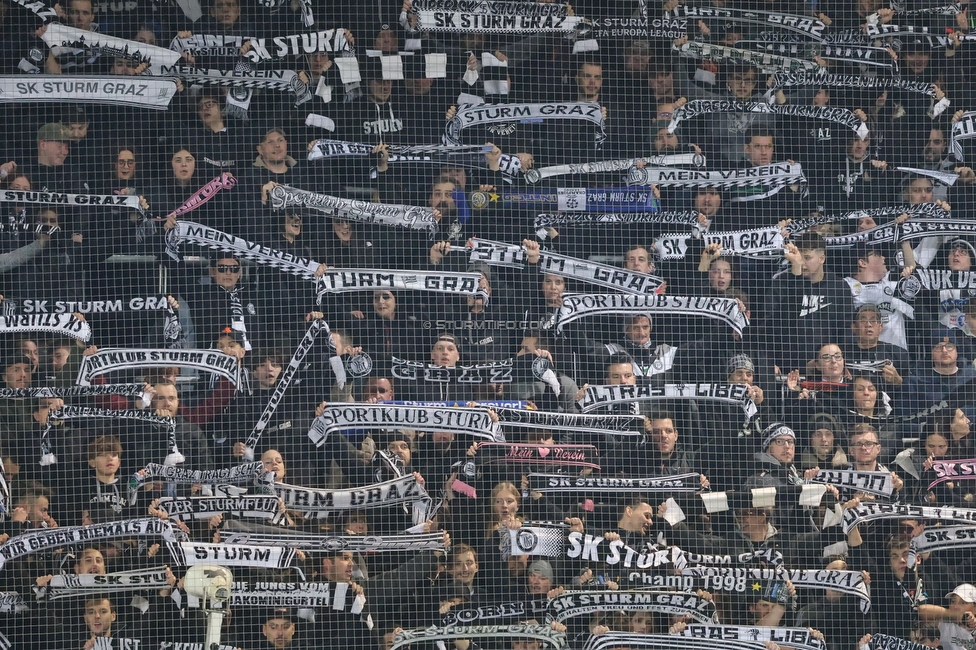 Sturm Graz - Austria Wien
Oesterreichische Fussball Bundesliga, 21. Runde, SK Sturm Graz - FK Austria Wien, Stadion Liebenau Graz, 12.03.2023. 

Foto zeigt Fans von Sturm
Schlüsselwörter: schals