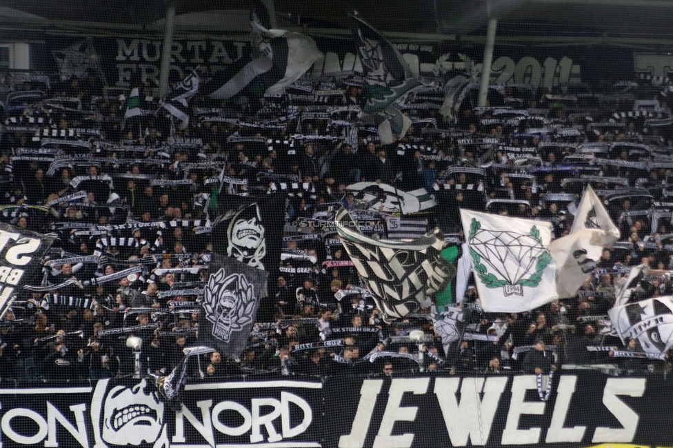 Sturm Graz - Austria Wien
Oesterreichische Fussball Bundesliga, 21. Runde, SK Sturm Graz - FK Austria Wien, Stadion Liebenau Graz, 12.03.2023. 

Foto zeigt Fans von Sturm
Schlüsselwörter: schals bastion jewels