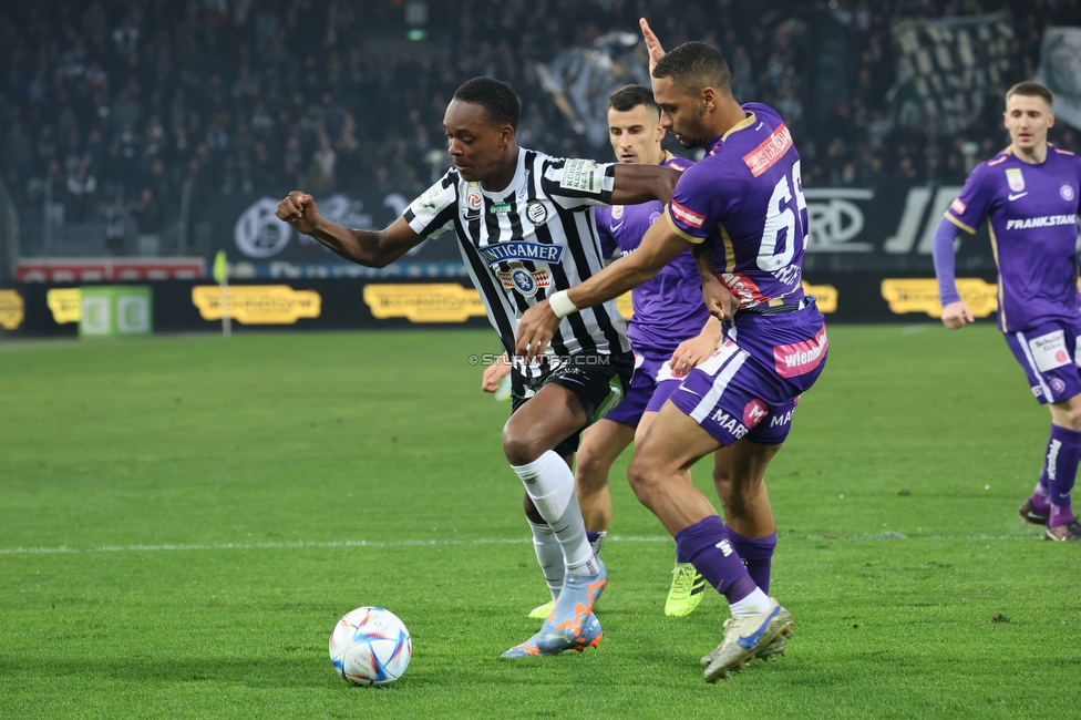 Sturm Graz - Austria Wien
Oesterreichische Fussball Bundesliga, 21. Runde, SK Sturm Graz - FK Austria Wien, Stadion Liebenau Graz, 12.03.2023. 

Foto zeigt Emanuel Emegha (Sturm)
