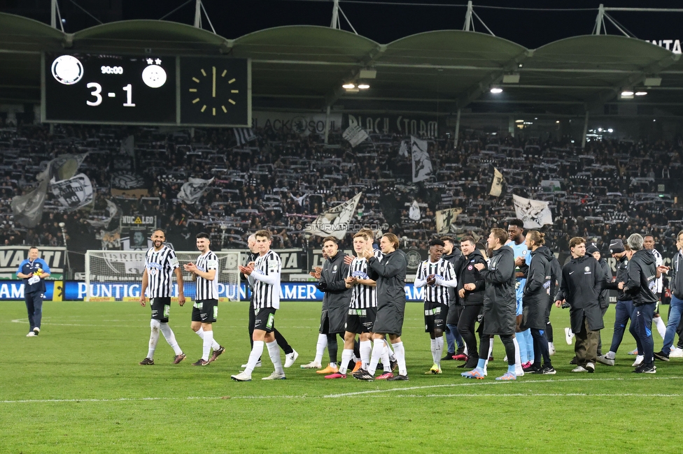 Sturm Graz - Austria Wien
Oesterreichische Fussball Bundesliga, 21. Runde, SK Sturm Graz - FK Austria Wien, Stadion Liebenau Graz, 12.03.2023. 

Foto zeigt die Mannschaft von Sturm und Fans von Sturm
Schlüsselwörter: schals