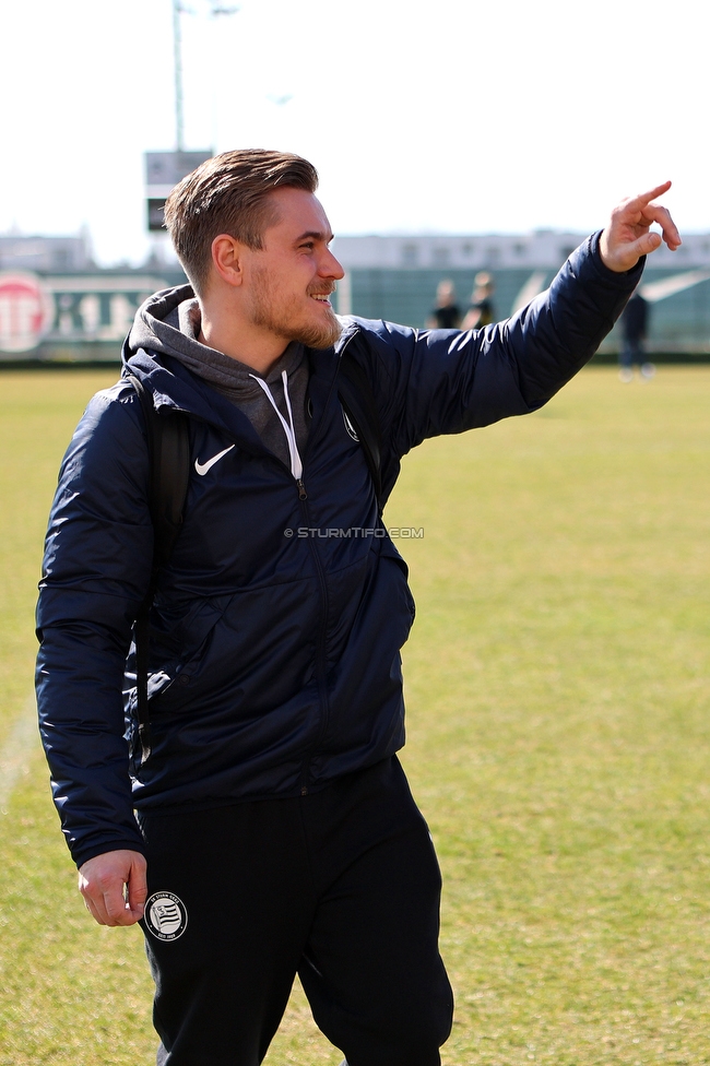 Sturm Damen - Kleinmuenchen BW Linz
OEFB Frauen Bundesliga, 10. Runde, SK Sturm Graz Damen - SPG UNION Kleinmuenchen Blau-Weiss Linz, Trainingszentrum Messendorf, 18.03.2023. 

Foto zeigt Michael Erlitz (Betreuer Sturm Damen)
