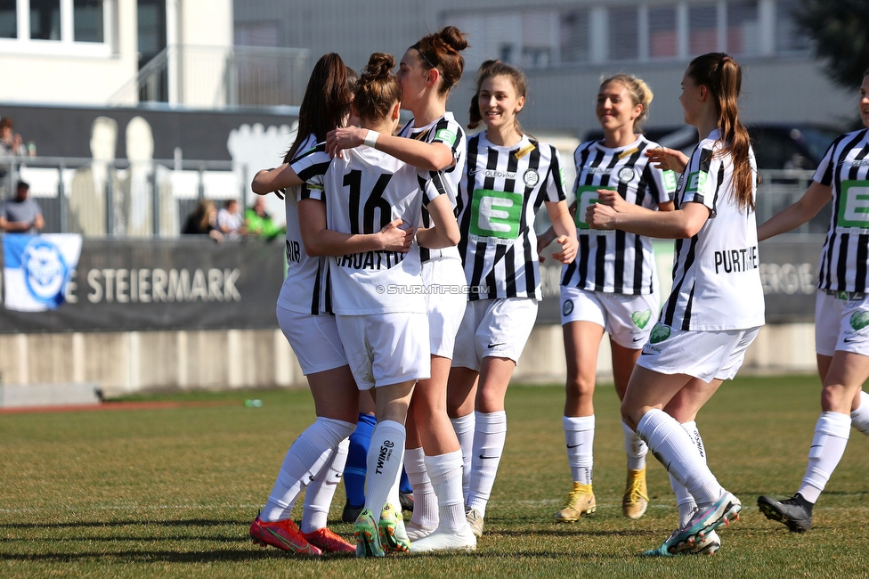 Sturm Damen - Kleinmuenchen BW Linz
OEFB Frauen Bundesliga, 10. Runde, SK Sturm Graz Damen - SPG UNION Kleinmuenchen Blau-Weiss Linz, Trainingszentrum Messendorf, 18.03.2023. 

Foto zeigt Michela Croatto (Sturm Damen), Laura Krumboeck (Sturm Damen), Julia Magerl (Sturm Damen), Modesta Uka (Sturm Damen) und Lilli Purtscheller (Sturm Damen)
