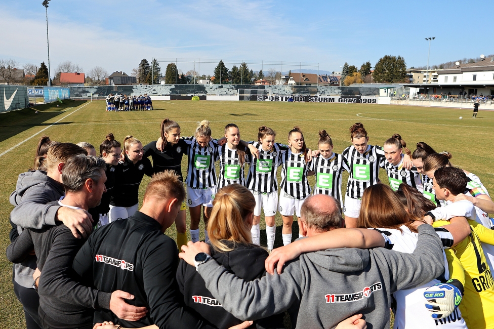 Sturm Damen - Kleinmuenchen BW Linz
OEFB Frauen Bundesliga, 10. Runde, SK Sturm Graz Damen - SPG UNION Kleinmuenchen Blau-Weiss Linz, Trainingszentrum Messendorf, 18.03.2023. 

Foto zeigt die Mannschaft der Sturm Damen
