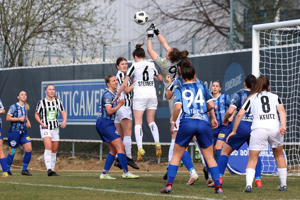 Sturm Damen - Kleinmuenchen BW Linz
OEFB Frauen Bundesliga, 10. Runde, SK Sturm Graz Damen - SPG UNION Kleinmuenchen Blau-Weiss Linz, Trainingszentrum Messendorf, 18.03.2023. 

Foto zeigt Gina Steiner (Sturm Damen)
