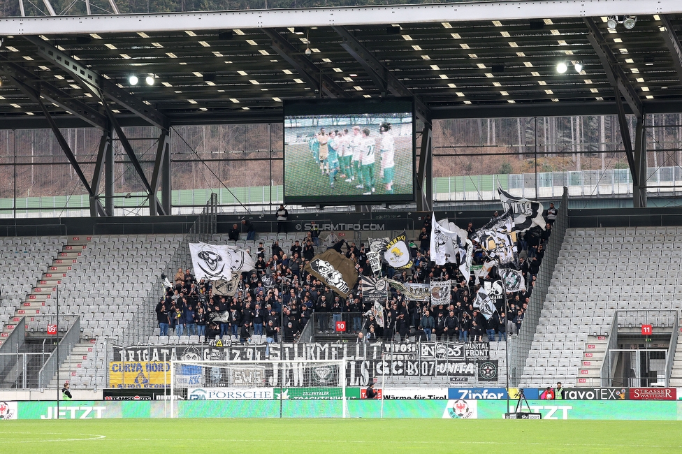 Tirol - Sturm Graz
Oesterreichische Fussball Bundesliga, 22. Runde, WSG Tirol - SK Sturm Graz, Tivoli Stadion Innsbruck, 19.03.2023. 

Foto zeigt Fans von Sturm
