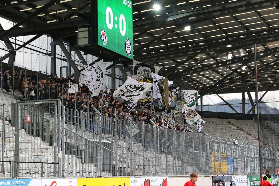 Tirol - Sturm Graz
Oesterreichische Fussball Bundesliga, 22. Runde, WSG Tirol - SK Sturm Graz, Tivoli Stadion Innsbruck, 19.03.2023. 

Foto zeigt Fans von Sturm
