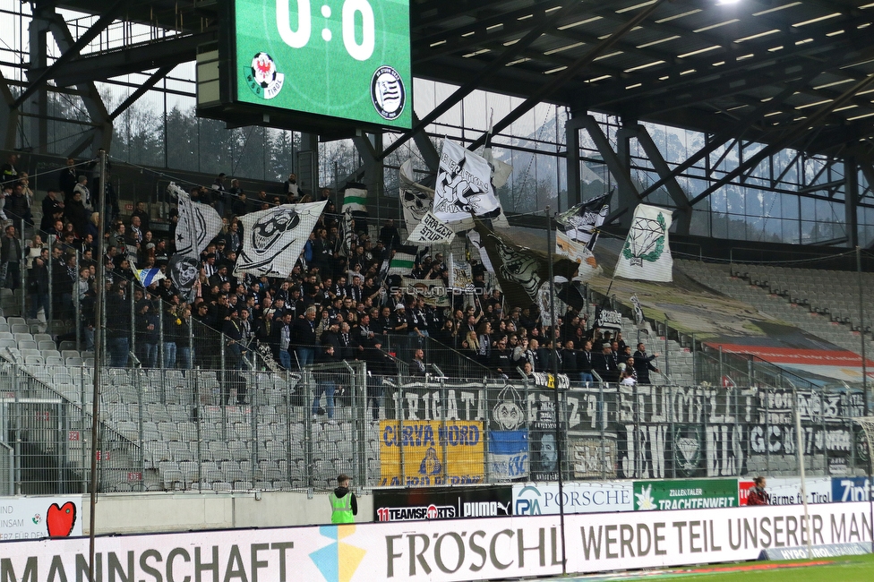 Tirol - Sturm Graz
Oesterreichische Fussball Bundesliga, 22. Runde, WSG Tirol - SK Sturm Graz, Tivoli Stadion Innsbruck, 19.03.2023. 

Foto zeigt Fans von Sturm
