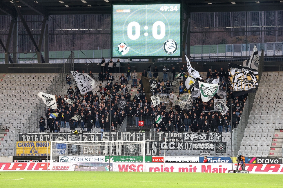 Tirol - Sturm Graz
Oesterreichische Fussball Bundesliga, 22. Runde, WSG Tirol - SK Sturm Graz, Tivoli Stadion Innsbruck, 19.03.2023. 

Foto zeigt Fans von Sturm
