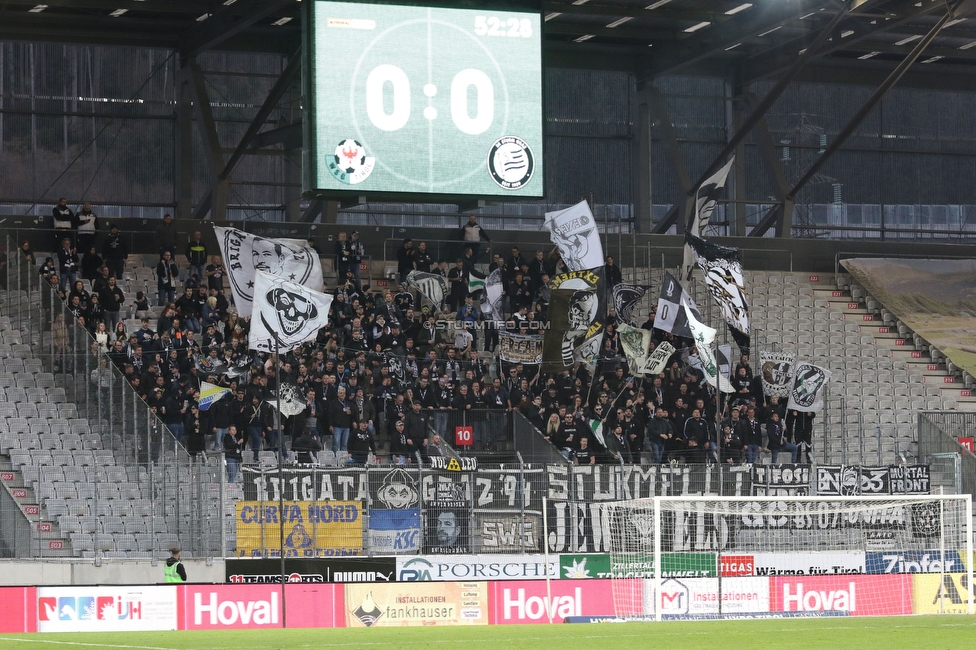 Tirol - Sturm Graz
Oesterreichische Fussball Bundesliga, 22. Runde, WSG Tirol - SK Sturm Graz, Tivoli Stadion Innsbruck, 19.03.2023. 

Foto zeigt Fans von Sturm
