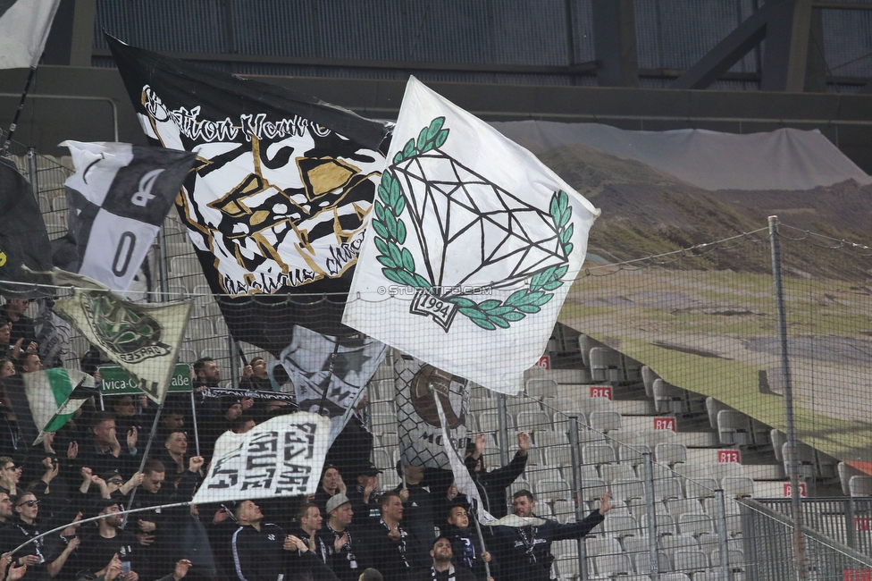 Tirol - Sturm Graz
Oesterreichische Fussball Bundesliga, 22. Runde, WSG Tirol - SK Sturm Graz, Tivoli Stadion Innsbruck, 19.03.2023. 

Foto zeigt Fans von Sturm
