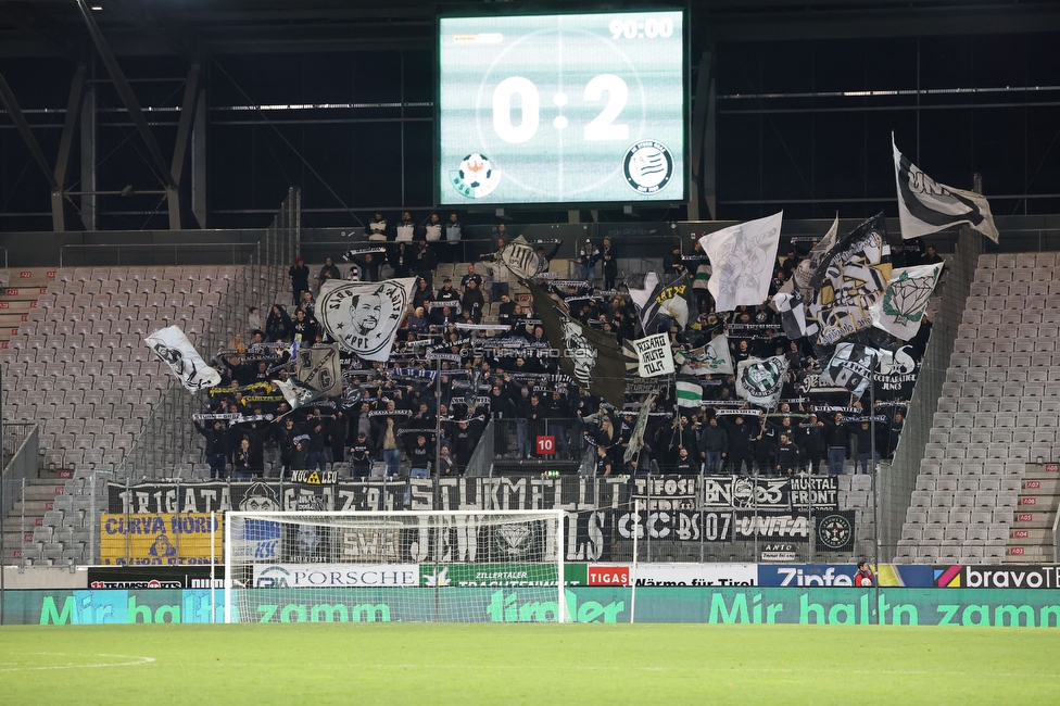 Tirol - Sturm Graz
Oesterreichische Fussball Bundesliga, 22. Runde, WSG Tirol - SK Sturm Graz, Tivoli Stadion Innsbruck, 19.03.2023. 

Foto zeigt Fans von Sturm
Schlüsselwörter: schals