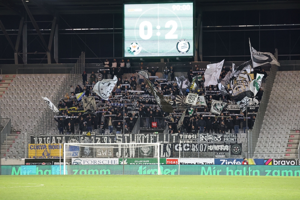 Tirol - Sturm Graz
Oesterreichische Fussball Bundesliga, 22. Runde, WSG Tirol - SK Sturm Graz, Tivoli Stadion Innsbruck, 19.03.2023. 

Foto zeigt Fans von Sturm
Schlüsselwörter: schals