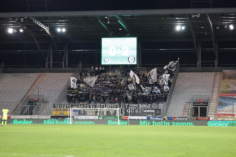 Tirol - Sturm Graz
Oesterreichische Fussball Bundesliga, 22. Runde, WSG Tirol - SK Sturm Graz, Tivoli Stadion Innsbruck, 19.03.2023. 

Foto zeigt Fans von Sturm
Schlüsselwörter: schals