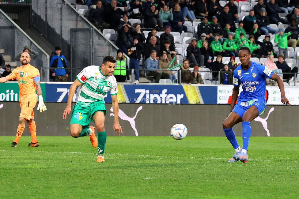 Tirol - Sturm Graz
Oesterreichische Fussball Bundesliga, 22. Runde, WSG Tirol - SK Sturm Graz, Tivoli Stadion Innsbruck, 19.03.2023. 

Foto zeigt Emanuel Emegha (Sturm)
Schlüsselwörter: torjubel