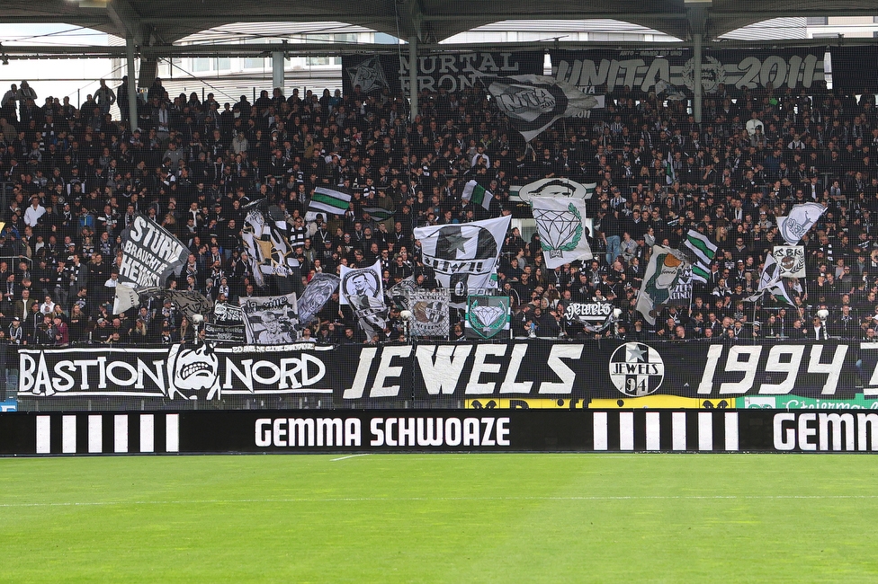 Sturm Graz - Rapid Wien
Oesterreichische Fussball Bundesliga, 23. Runde, SK Sturm Graz - SK Rapid Wien, Stadion Liebenau Graz, 02.04.2023. 

Foto zeigt Fans von Sturm
Schlüsselwörter: jewels bastion