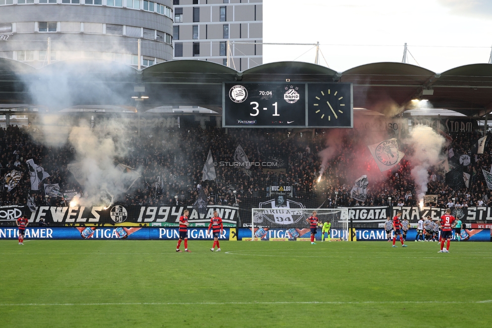 Sturm Graz - Rapid Wien
Oesterreichische Fussball Bundesliga, 23. Runde, SK Sturm Graz - SK Rapid Wien, Stadion Liebenau Graz, 02.04.2023. 

Foto zeigt Fans von Sturm
Schlüsselwörter: torjubel pyrotechnik