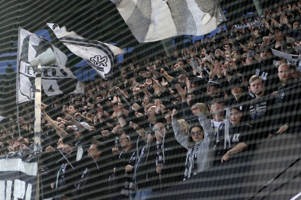 Sturm Graz - Rapid Wien
Oesterreichische Fussball Bundesliga, 23. Runde, SK Sturm Graz - SK Rapid Wien, Stadion Liebenau Graz, 02.04.2023. 

Foto zeigt Fans von Sturm
