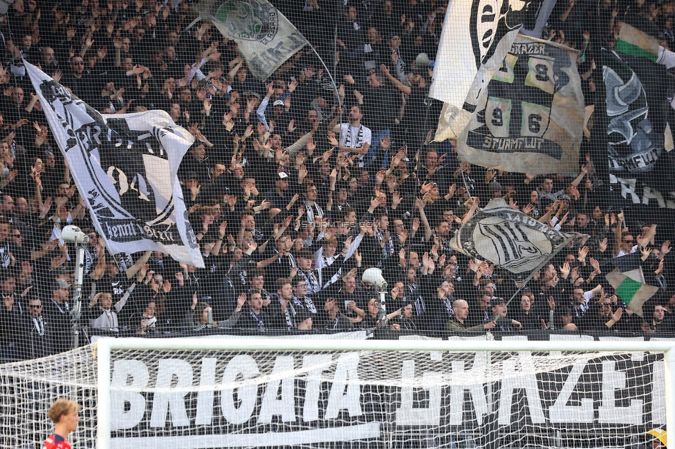 Sturm Graz - Rapid
Oesterreichische Fussball Bundesliga, 23. Runde, SK Sturm Graz - SK Rapid Wien, Stadion Liebenau Graz, 02.04.2023. 

Foto zeigt Fans von Sturm
