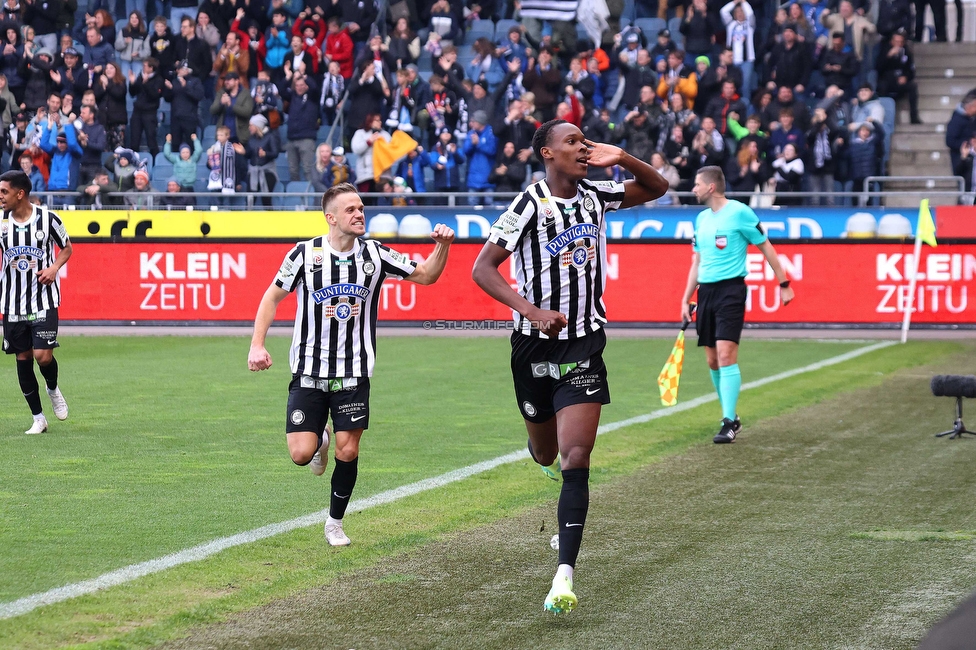 Sturm Graz - Rapid
Oesterreichische Fussball Bundesliga, 23. Runde, SK Sturm Graz - SK Rapid Wien, Stadion Liebenau Graz, 02.04.2023. 

Foto zeigt Emanuel Emegha (Sturm)
Schlüsselwörter: torjubel