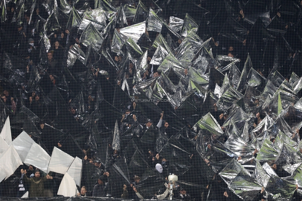 Sturm Graz - LASK
OEFB Cup, Halblfinale, SK Sturm Graz - LASK, Stadion Liebenau Graz, 06.04.2023. 

Foto zeigt Fans von Sturm mit einer Choreografie
