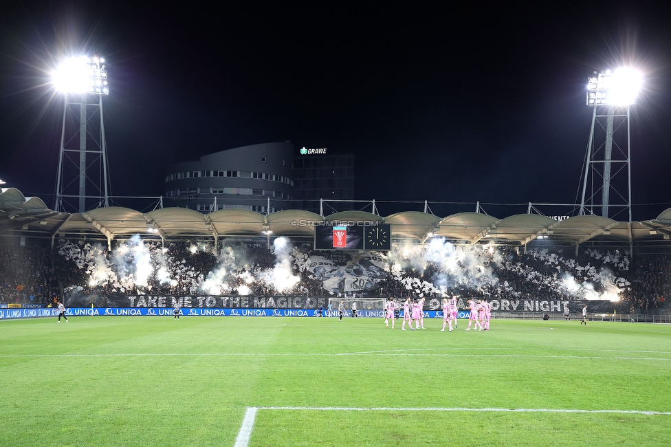 Sturm Graz - LASK
OEFB Cup, Halblfinale, SK Sturm Graz - LASK, Stadion Liebenau Graz, 06.04.2023. 

Foto zeigt Fans von Sturm mit einer Choreografie
