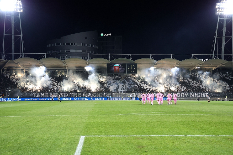 Sturm Graz - LASK
OEFB Cup, Halblfinale, SK Sturm Graz - LASK, Stadion Liebenau Graz, 06.04.2023. 

Foto zeigt Fans von Sturm mit einer Choreografie
