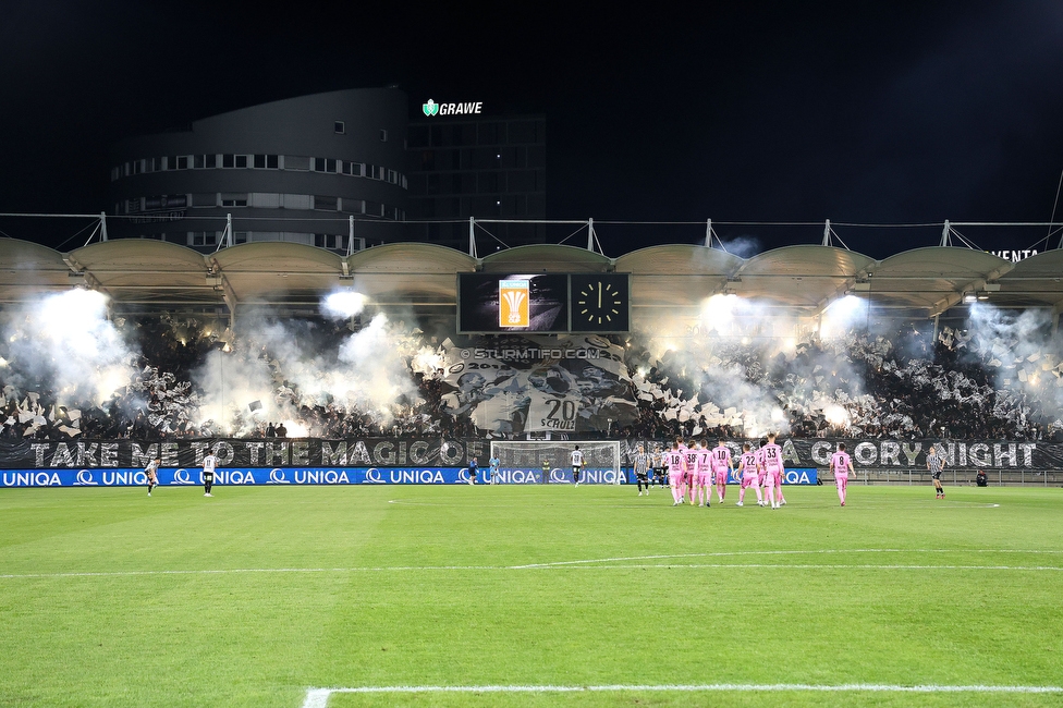 Sturm Graz - LASK
OEFB Cup, Halblfinale, SK Sturm Graz - LASK, Stadion Liebenau Graz, 06.04.2023. 

Foto zeigt Fans von Sturm mit einer Choreografie
