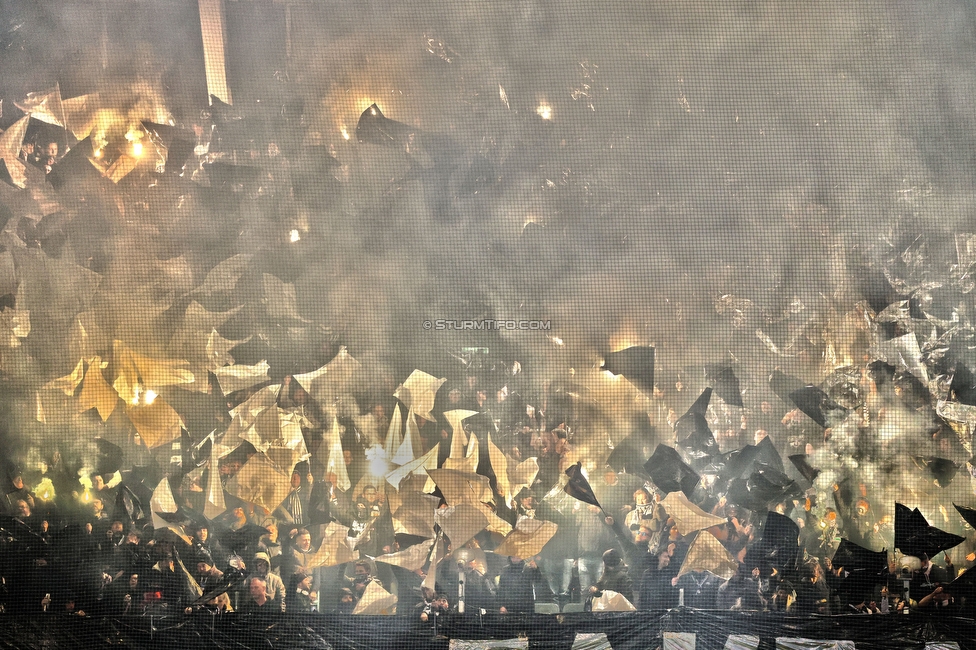 Sturm Graz - LASK
OEFB Cup, Halblfinale, SK Sturm Graz - LASK, Stadion Liebenau Graz, 06.04.2023. 

Foto zeigt Fans von Sturm mit einer Choreografie
