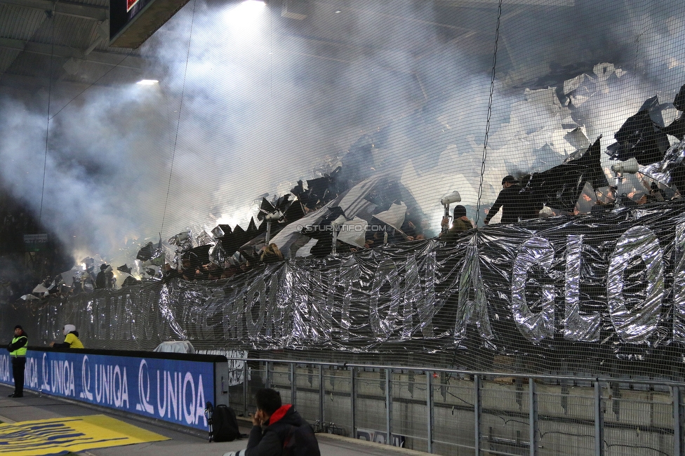 Sturm Graz - LASK
OEFB Cup, Halblfinale, SK Sturm Graz - LASK, Stadion Liebenau Graz, 06.04.2023. 

Foto zeigt Fans von Sturm mit einer Choreografie
