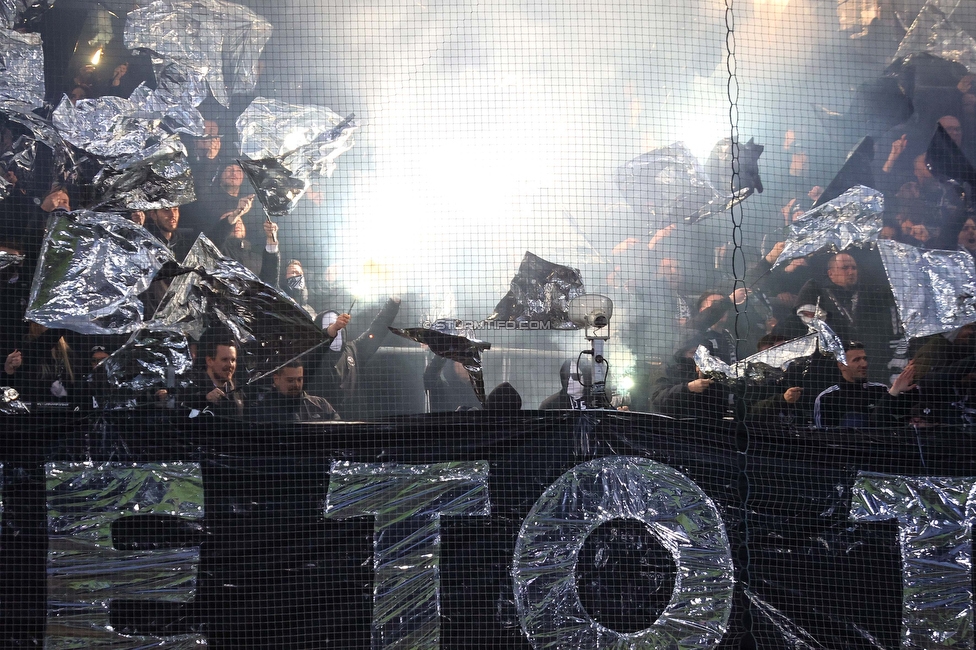 Sturm Graz - LASK
OEFB Cup, Halbfinale, SK Sturm Graz - LASK, Stadion Liebenau Graz, 06.04.2023. 

Foto zeigt Fans von Sturm mit einer Choreografie
