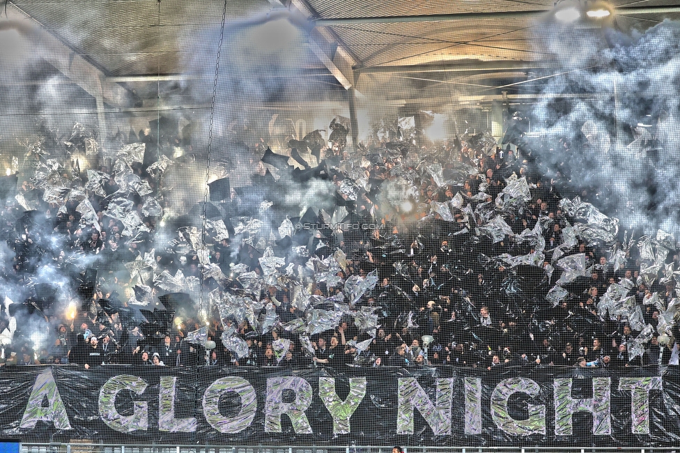 Sturm Graz - LASK
OEFB Cup, Halblfinale, SK Sturm Graz - LASK, Stadion Liebenau Graz, 06.04.2023. 

Foto zeigt Fans von Sturm mit einer Choreografie
Schlüsselwörter: pyrotechnik