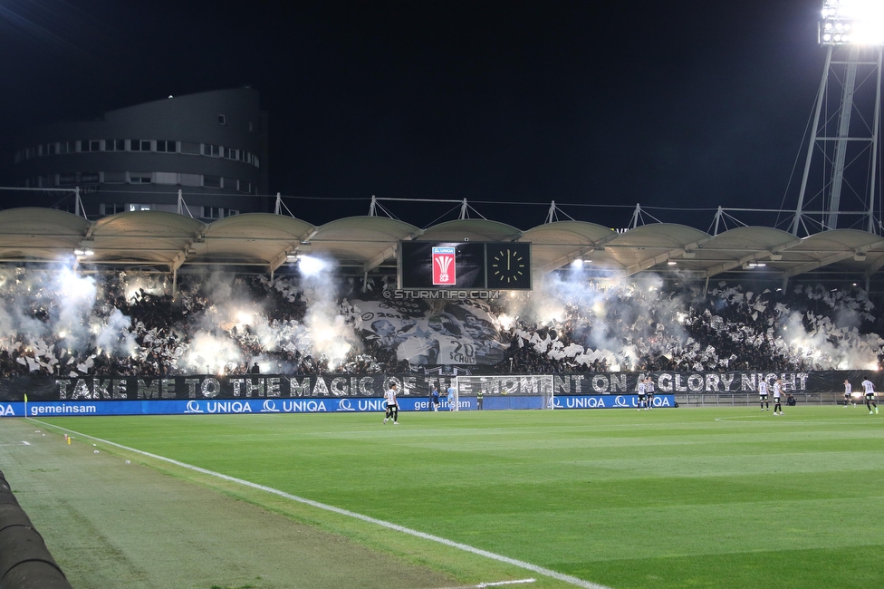 Sturm Graz - LASK
OEFB Cup, Halblfinale, SK Sturm Graz - LASK, Stadion Liebenau Graz, 06.04.2023. 

Foto zeigt Fans von Sturm mit einer Choreografie
Schlüsselwörter: pyrotechnik