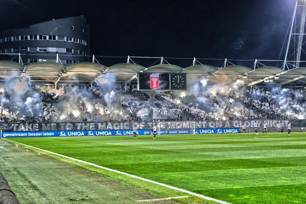 Sturm Graz - LASK
OEFB Cup, Halblfinale, SK Sturm Graz - LASK, Stadion Liebenau Graz, 06.04.2023. 

Foto zeigt Fans von Sturm mit einer Choreografie
Schlüsselwörter: pyrotechnik