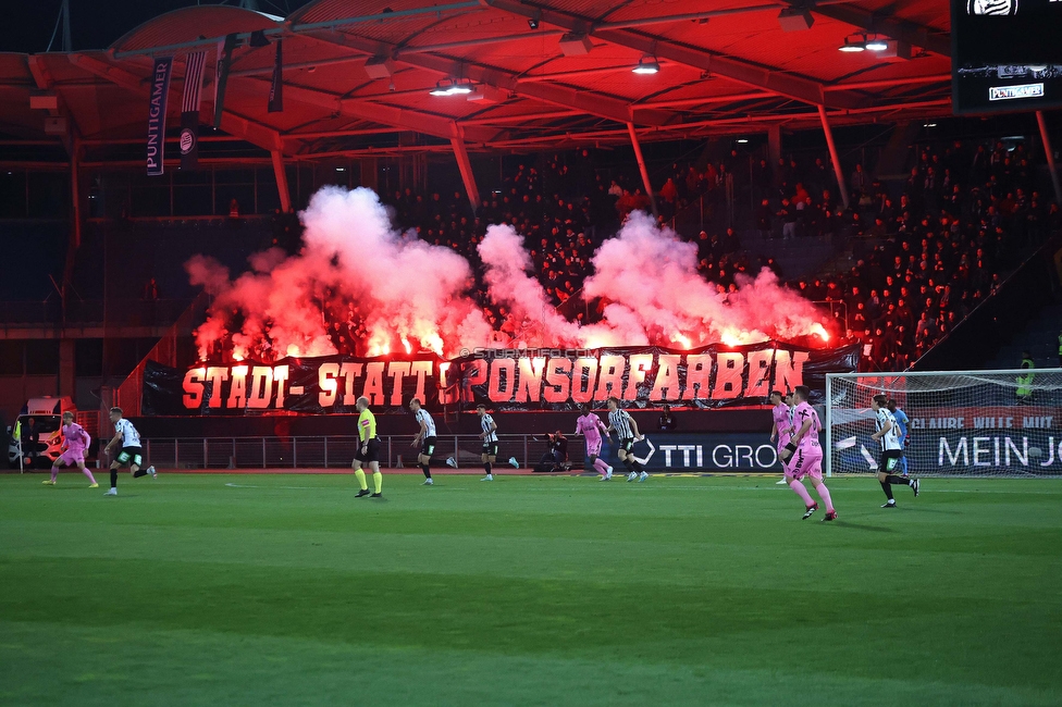 Sturm Graz - LASK
OEFB Cup, Halbfinale, SK Sturm Graz - LASK, Stadion Liebenau Graz, 06.04.2023. 

Foto zeigt Fans von LASK mit einer Choreografie
