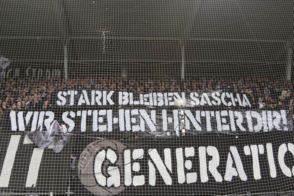 Sturm Graz - LASK
OEFB Cup, Halblfinale, SK Sturm Graz - LASK, Stadion Liebenau Graz, 06.04.2023. 

Foto zeigt Fans von Sturm mit einem Spruchband
Schlüsselwörter: generationchaos